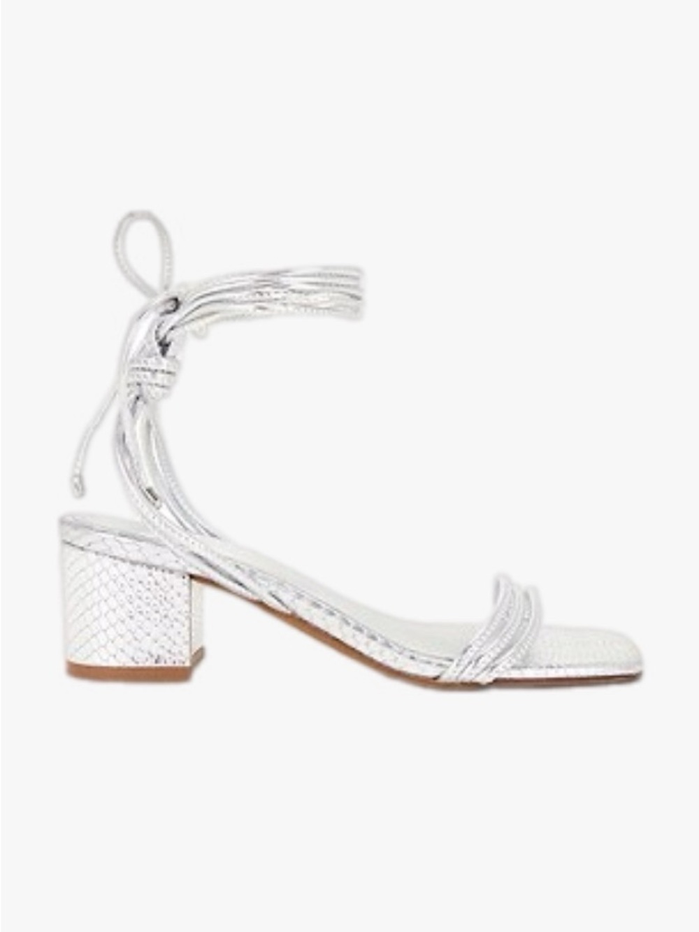 Revolve x SCHUTZ Thea Block Sandal in Silver Snake Embossed Women’s Sz 8.5
